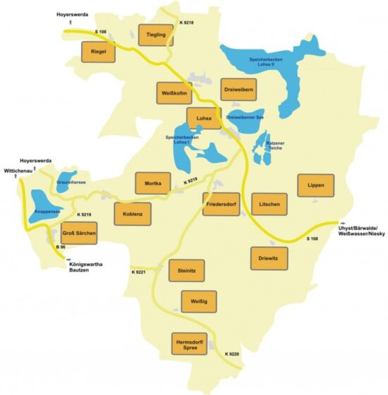 KartenBild Gemeinde Lohsa mit Ortsteilen