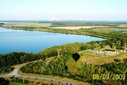 Luftbild des Dreiweiberner Sees